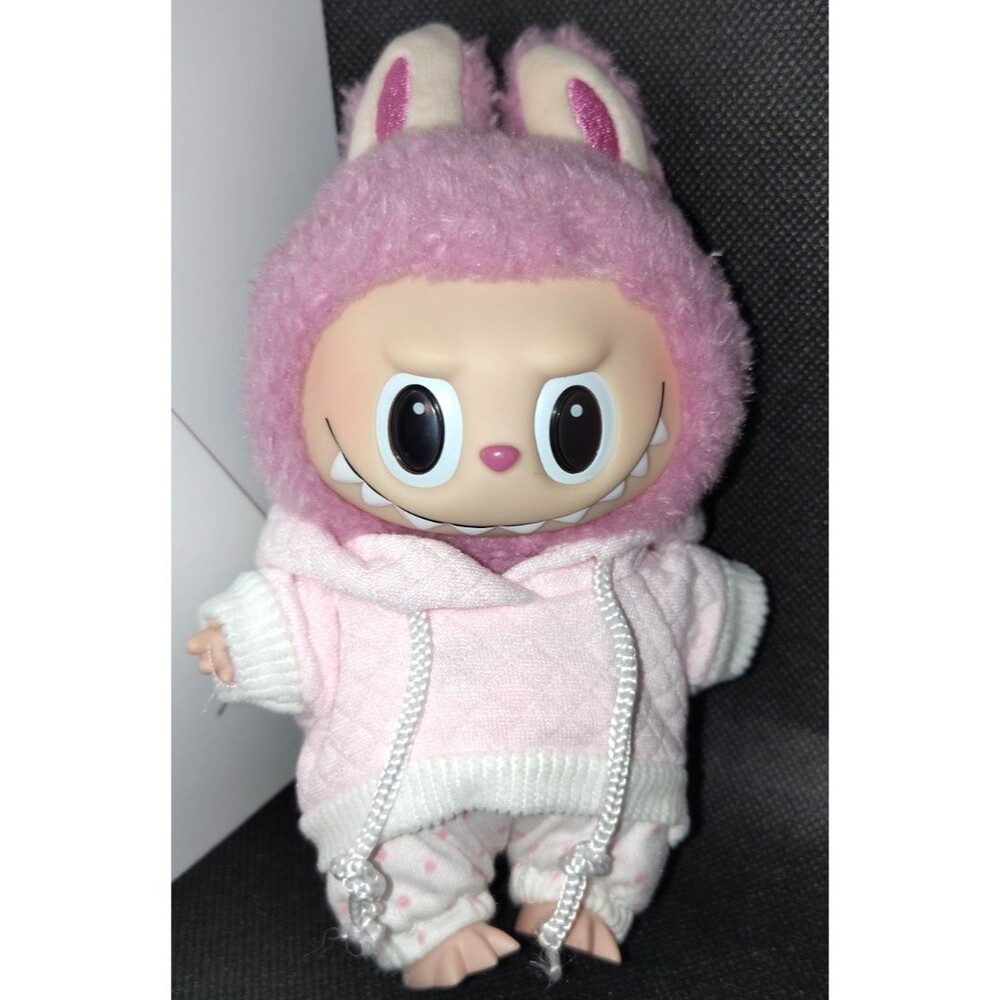 Cotton Candy Pink Hoodie for Pop Mart Labubu Plush - Hoodie only, no doll includ